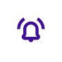 Provet purple bell-shaped notification icon with simple geometric design